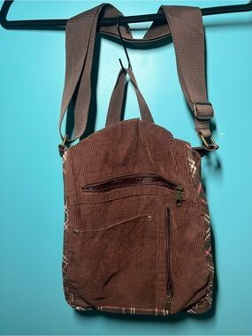 So Wear It Declare It Brown Corduroy Crossbody Backpack
